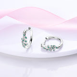 925 Silver Pave Stud Earring Double Hoop Charms