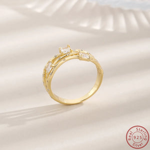 925 Sterling Silver Three Layer Zircon Ring Advanced Sense Ring