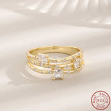 925 Sterling Silver Three Layer Zircon Ring Advanced Sense Ring