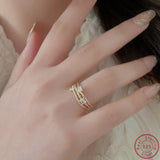925 Sterling Silver Three Layer Zircon Ring Advanced Sense Ring