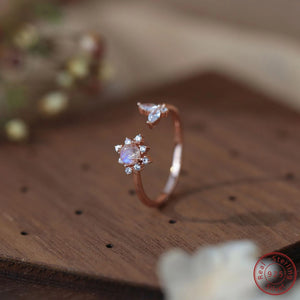 Butterfly Moonlight Stone Open Ring 925 Sterling Silver