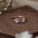 Butterfly Moonlight Stone Open Ring 925 Sterling Silver