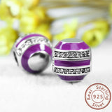 DIY Zircon Purple Round Bead Bracelet 925 Sterling Silver Jewelry