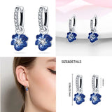 925 Sterling Silver Hoop Earrings Pave CZ U Shape Zircon Sparkling