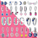925 Sterling Silver Hoop Earrings Pave CZ U Shape Zircon Sparkling