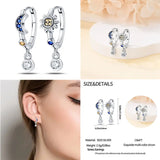 925 Sterling Silver Hoop Earrings Pave CZ U Shape Zircon Sparkling