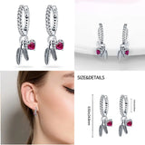 925 Sterling Silver Hoop Earrings Pave CZ U Shape Zircon Sparkling