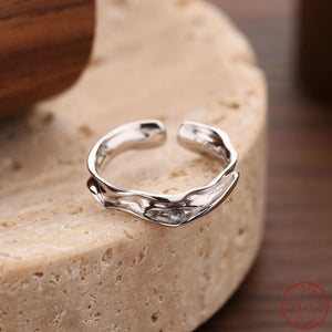 Japanese & Korean 925 Sterling Silver Irregular Opening Ring