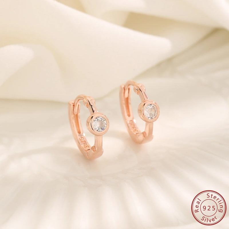 925 Silver Rose Zircon Earrings for Women Wedding Jewelry Gift