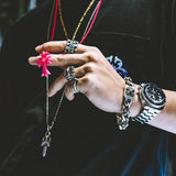 Colorful Cross Women's Necklace, Rubber Pendant