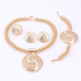 Dubai Silver Crystal Necklace Jewelry Sets Nigerian Wedding African Beads