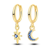 925 Rose Series Sun Moon Star Earrings