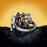 925 Silver Freshwater Pearl Flower Ring Enamel Jewelry