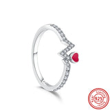 925 Silver Eternal Love Wave Heart Zircon Ring