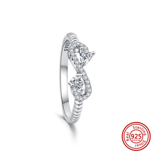 925 Silver Eternal Love Wave Heart Zircon Ring