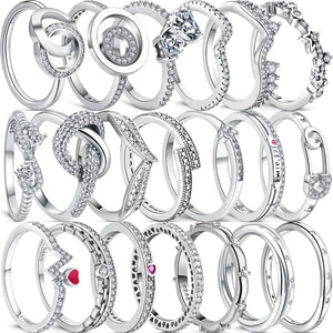925 Silver Eternal Love Wave Heart Zircon Ring