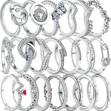 925 Silver Eternal Love Wave Heart Zircon Ring