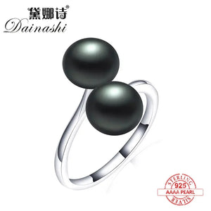 Natural Freshwater Pearl Ring Adjustable 925 Sterling Silver Jewelry