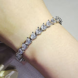 Heart Silver Bracelet Bangle for Women Wedding Bride Gift