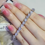 Heart Silver Bracelet Bangle for Women Wedding Bride Gift