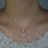 Geometry Heart Pendant Necklace Bling CZ Tennis Chain Plated Jewelry