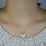 Geometry Heart Pendant Necklace Bling CZ Tennis Chain Plated Jewelry