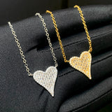 Micro Pave CZ Heart Pendant Necklace