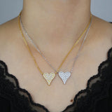 Micro Pave CZ Heart Pendant Necklace