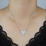 Micro Pave CZ Heart Pendant Necklace
