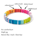 Colorful Beaded Bracelet for Women, Bohemian Elastic Bangle
