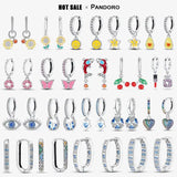 925 Silver Daisy Heart Butterfly Drop Earrings