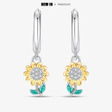 925 Silver Daisy Heart Butterfly Drop Earrings
