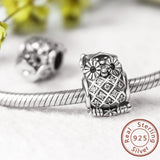 DIY Zircon Owl Bead Bracelet 925 Sterling Silver Jewelry