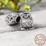 DIY Zircon Owl Bead Bracelet 925 Sterling Silver Jewelry