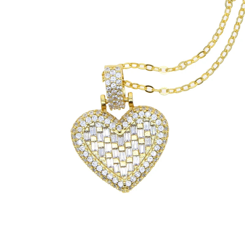 Heart Shaped CZ Necklace Top Sparking Cubic Zirconia Women Gift