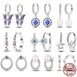 925 Silver Evil Eyes Star Butterfly Hoop Earrings