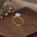 925 Silver Moonlight Stone Oval Ring Retro Style