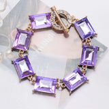 Purple Yellow Glass Crystal Bracelets Boho Statement Jewelry Women