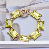 Purple Yellow Glass Crystal Bracelets Boho Statement Jewelry Women