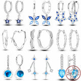 925 Silver Zircon Butterfly Hoop Earrings Wedding Party Gift