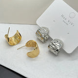 Chunky Studs Earrings Stainless Steel Bijoux Jewelry Metal 18 K