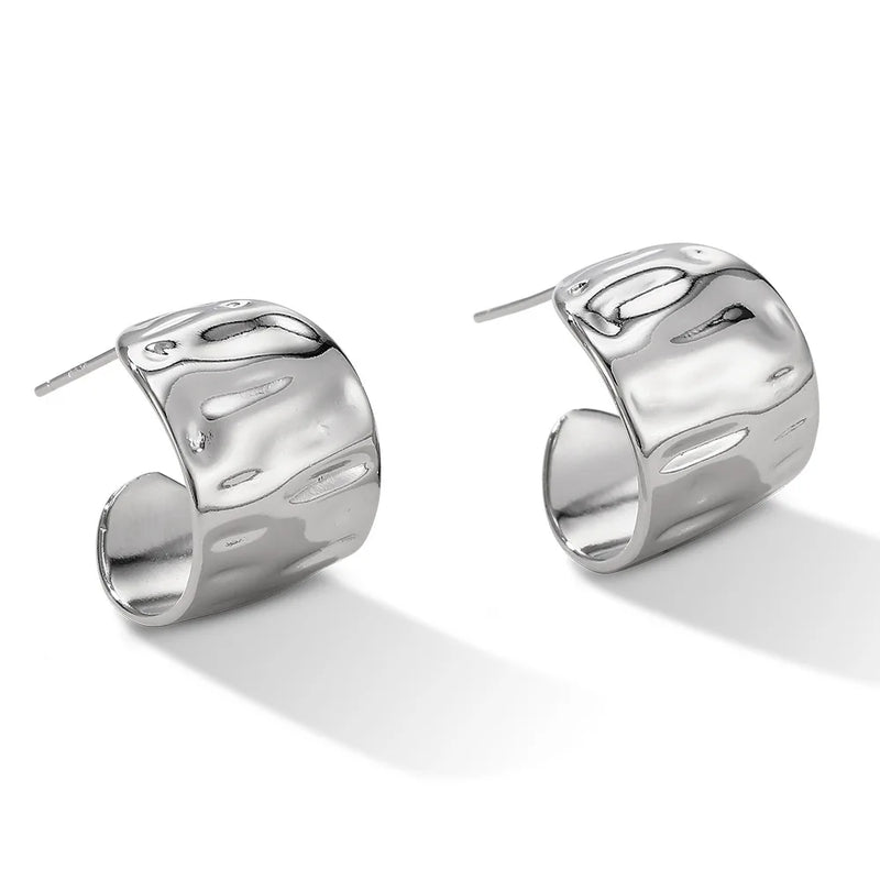 Chunky Studs Earrings Stainless Steel Bijoux Jewelry Metal 18 K