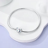 Snake Chain Heart Shape Zircon Lock 925 Sterling Silver Bracelet