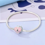 Snake Chain Heart Shape Zircon Lock 925 Sterling Silver Bracelet