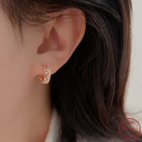 S925 Silver Geometric Earrings with Rose and Zircon for Daily or Dating