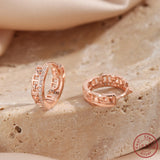 S925 Silver Geometric Earrings with Rose and Zircon for Daily or Dating