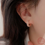 S925 Silver Geometric Earrings with Rose and Zircon for Daily or Dating