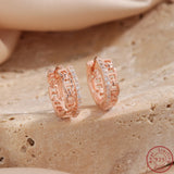 S925 Silver Geometric Earrings with Rose and Zircon for Daily or Dating