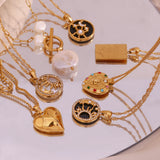 Y2K Heart Pearl Pendant Necklace Stainless Steel Jewelry