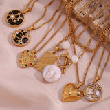 Y2K Heart Pearl Pendant Necklace Stainless Steel Jewelry